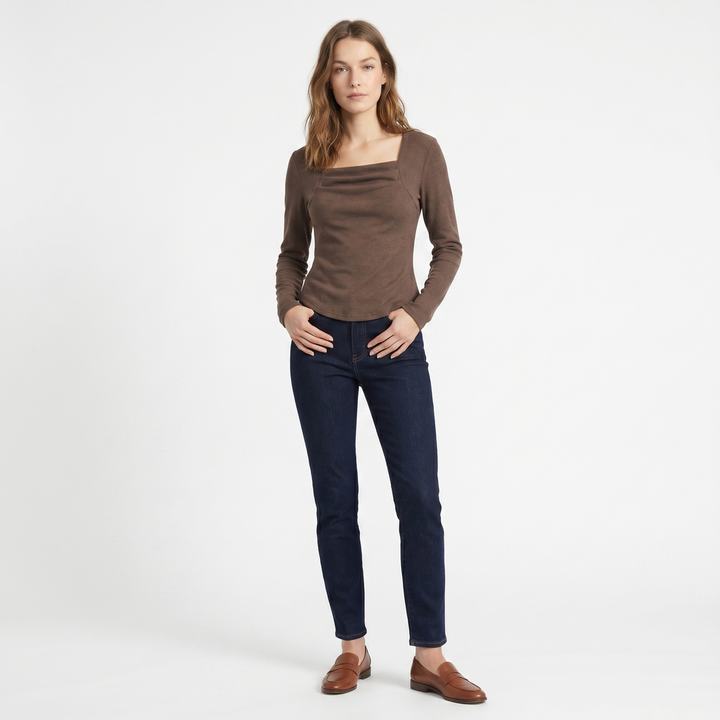 Junia Pleated Square Neck Top