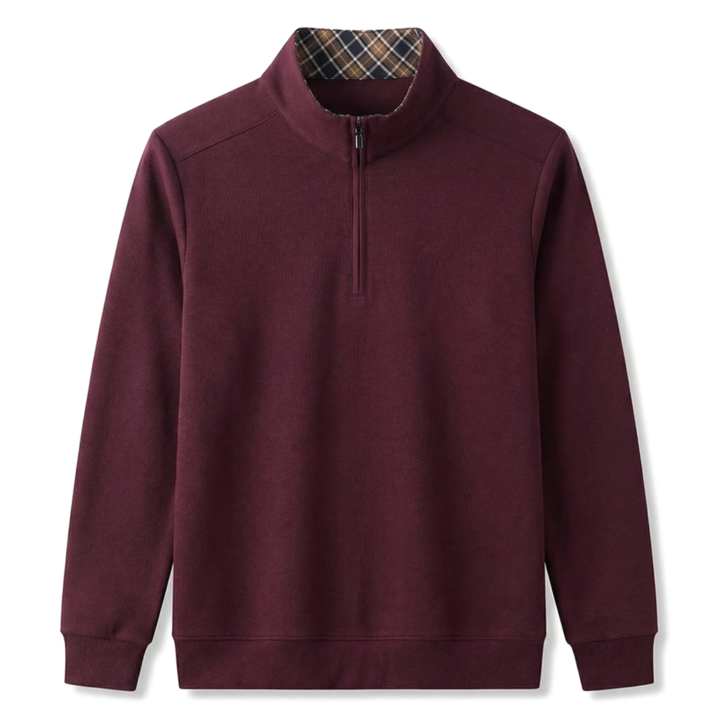 Burgundy Xidushi Cotton Mock-Neck Top 1