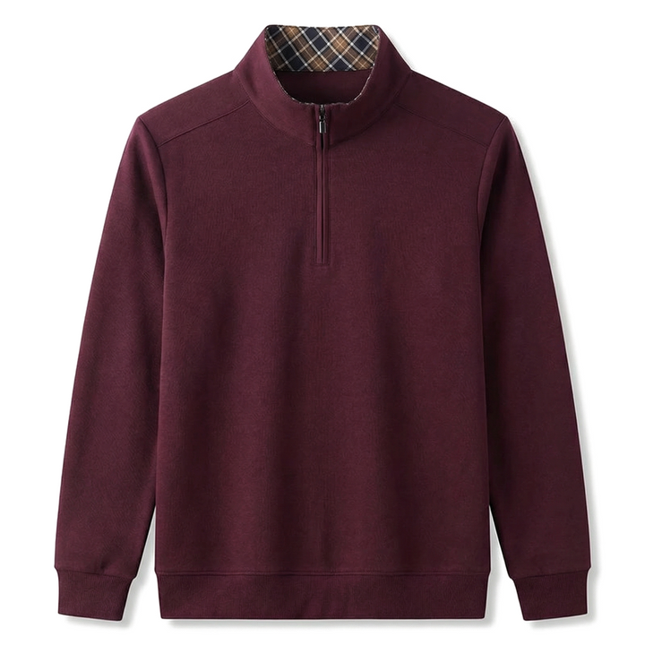 Burgundy Xidushi Cotton Mock-Neck Top 1