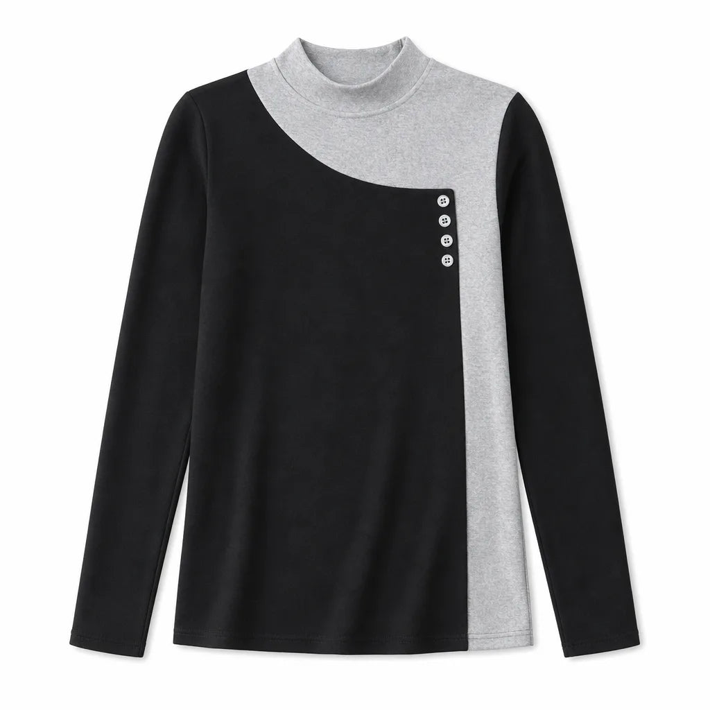 Burke Brushed Mock Neck Top - Color:Black;Size:S