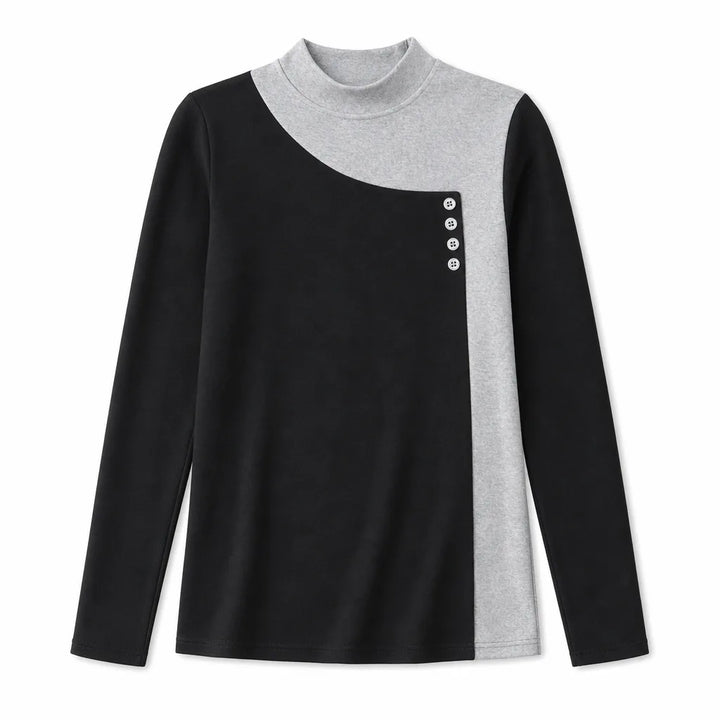 Burke Brushed Mock Neck Top - Color:Black;Size:S