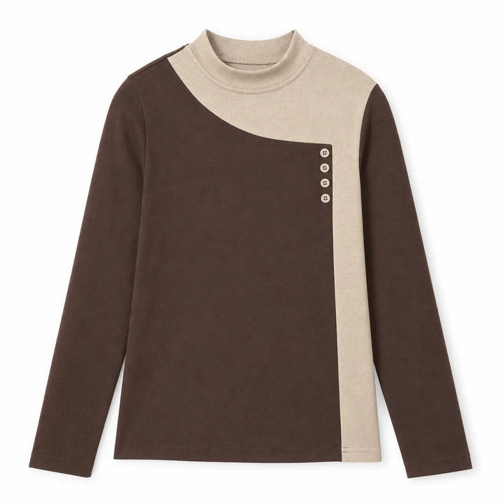 Burke Brushed Mock Neck Top - Color:Coffee;Size:S