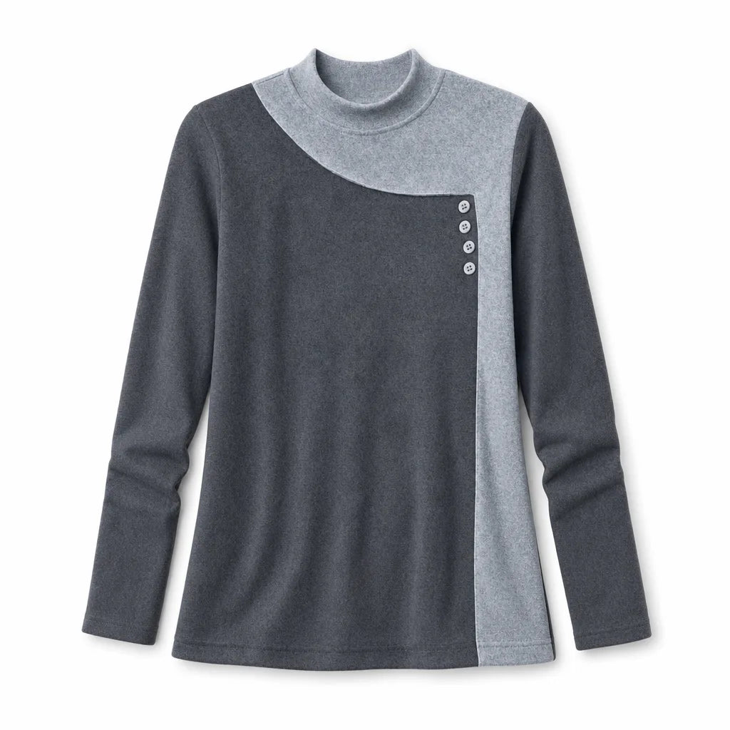 Burke Brushed Mock Neck Top - Color:Gray;Size:S