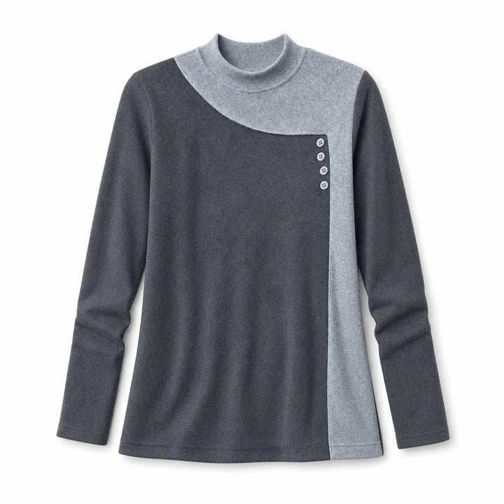 Burke Brushed Mock Neck Top - Color:Gray;Size:S