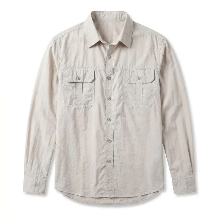 Camden Button-Up Shirt - Color:Beige;Size:M