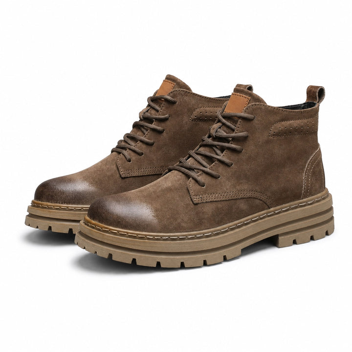 Michael Leather Lace-Up Boots - Color:Camel;Size:38
