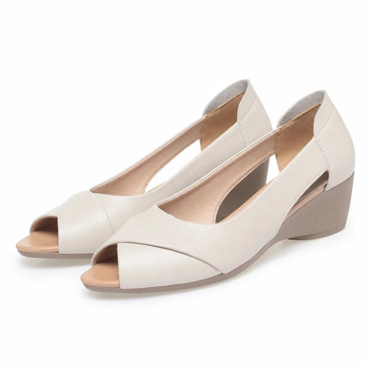 Camila Open Toe Wedge Sandals - Color:Beige;Size:35