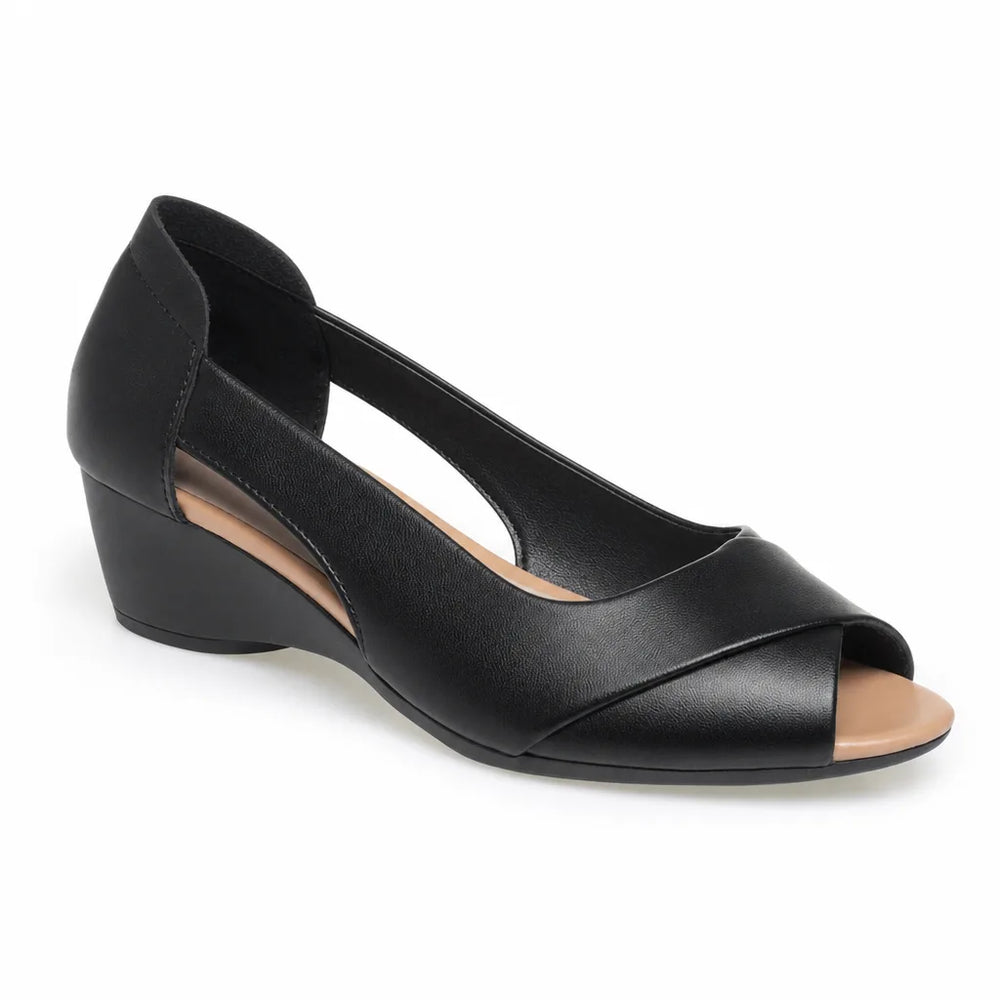 Women's Black Marston Peep Toe Wedge Sandals