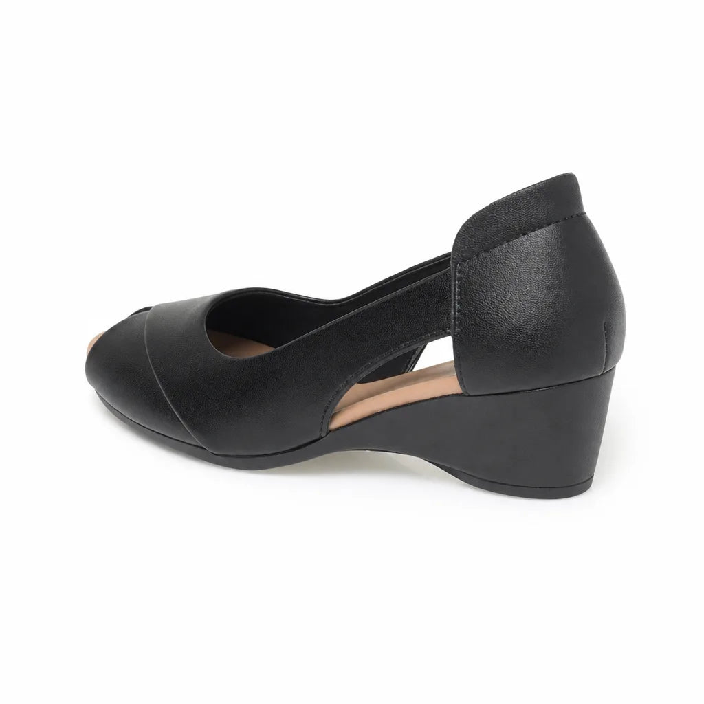 Women's Black Marston Peep Toe Wedge Sandals