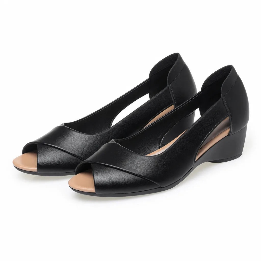 Camila Open Toe Wedge Sandals - Color:Black;Size:35
