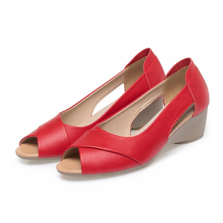 Camila Open Toe Wedge Sandals - Color:Red;Size:35