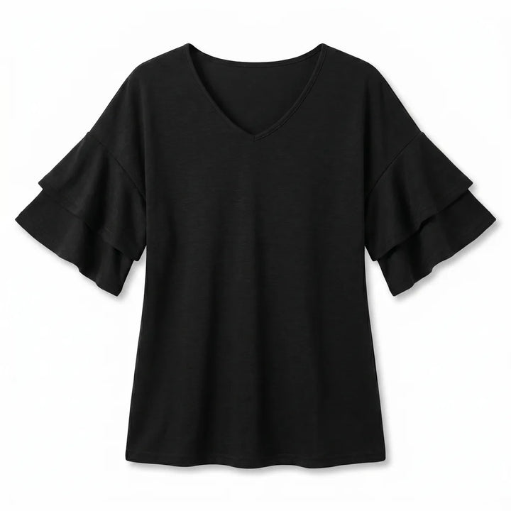 Camila Ruffle Top - Color:Black;Size:XS