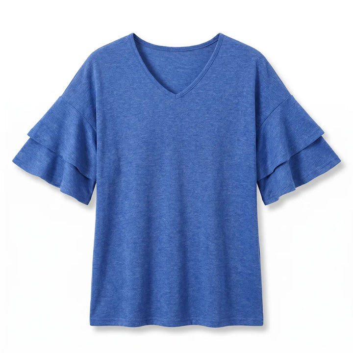 Camila Ruffle Top - Color:Blue;Size:XS