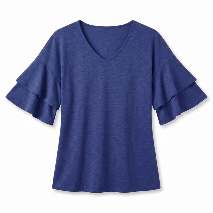 Camila Ruffle Top - Color:Navy;Size:XS