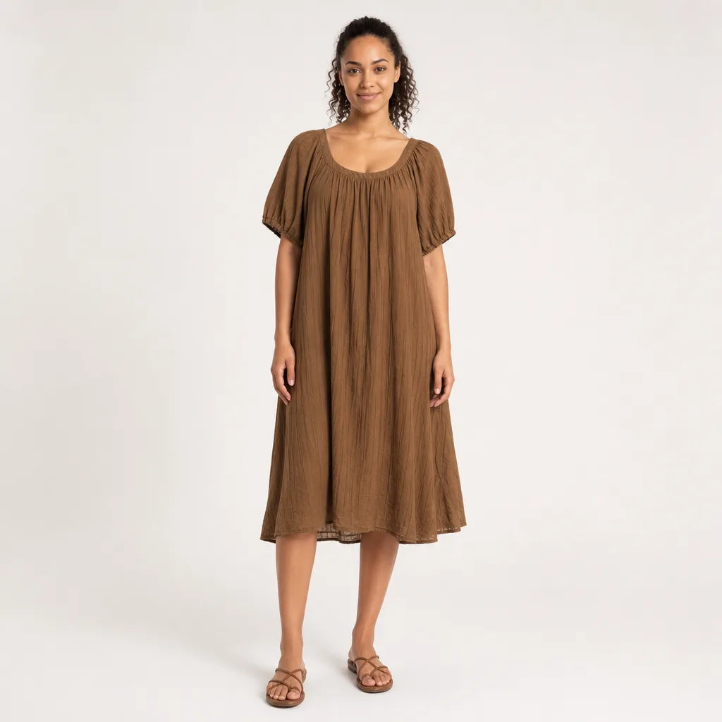 Women's Brown Shipley Crinkled Tencel Dress