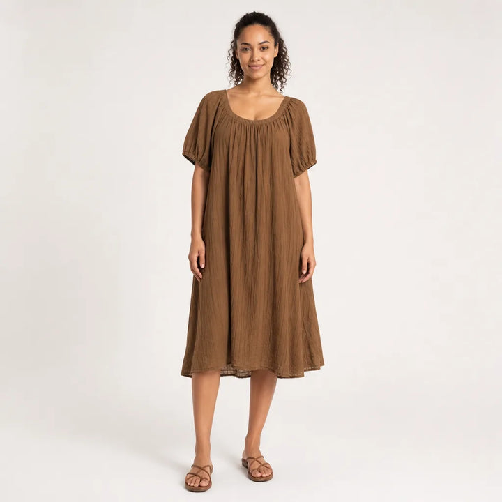 Women's Brown Shipley Crinkled Tencel Dress