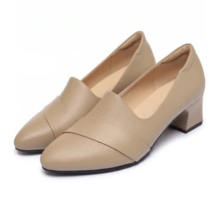 Camille Low-Heel Pumps - Color:Beige;Size:35