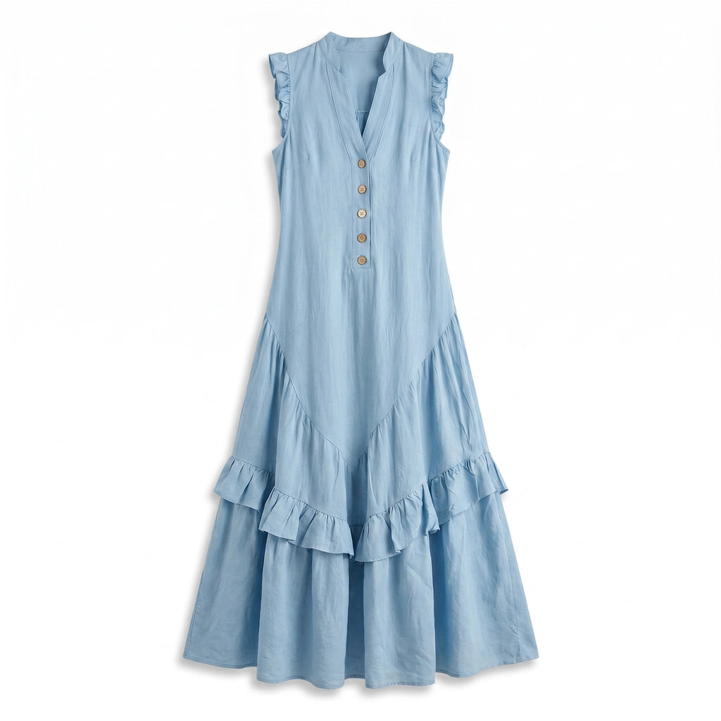 Camille Vance Sleeveless Dress - Color:Sky Blue;Size:XS