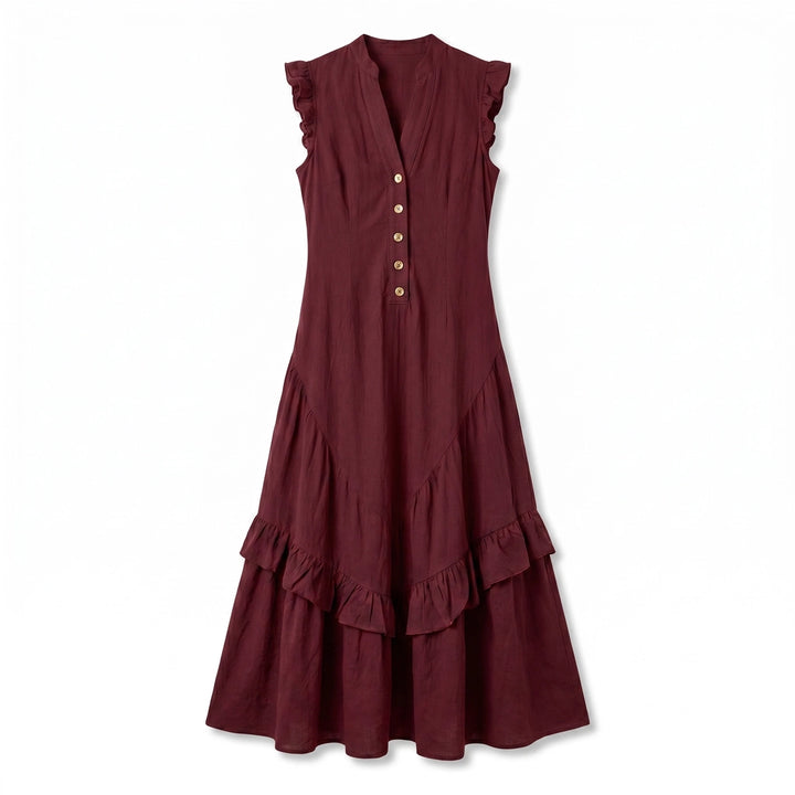 Camille Vance Sleeveless Dress - Color:Wine Red;Size:XS