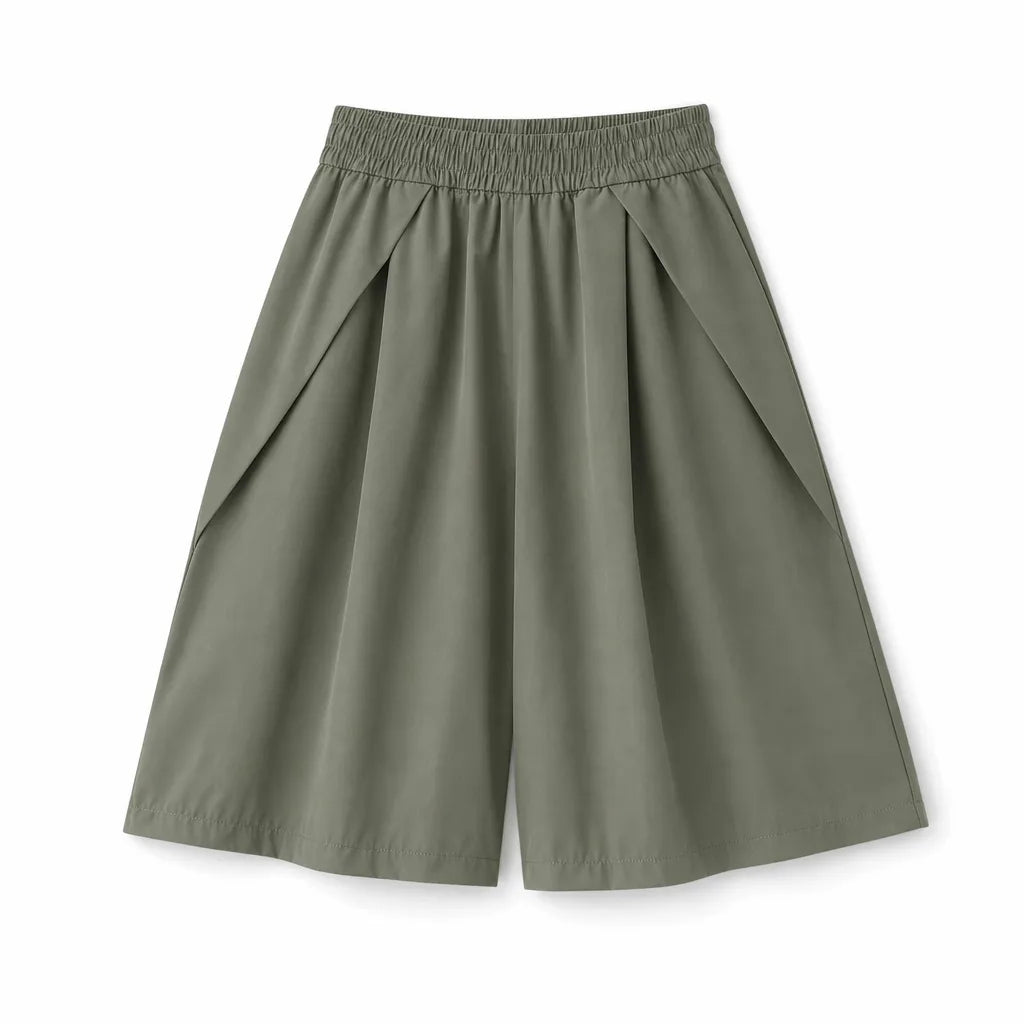 Celeste Wide-Leg Shorts - Color:Army Green;Size:S