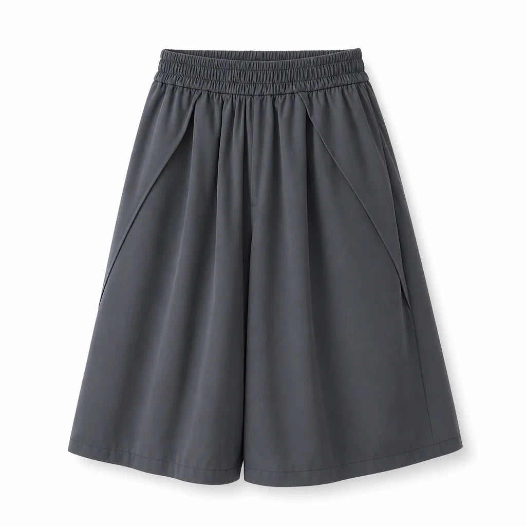 Celeste Wide-Leg Shorts - Color:Dark Gray;Size:S