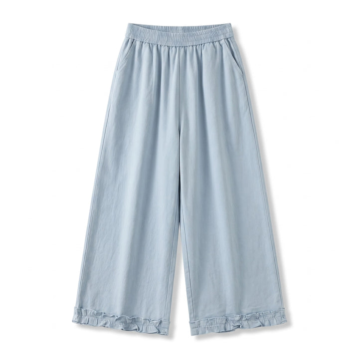Celine Lace Trim Trousers - Color:Light Blue;Size:S