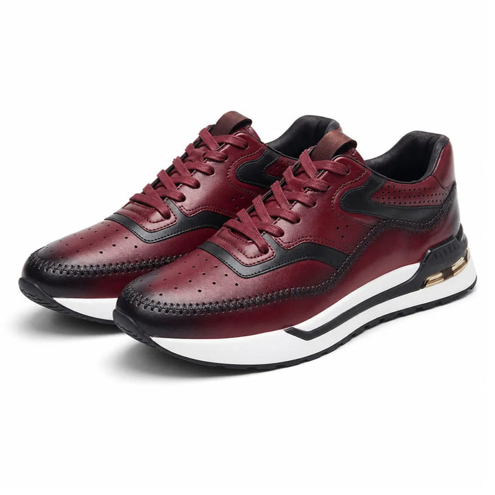 Charles T. Booker Leather Sneakers - Color:Burgundy;Size:38