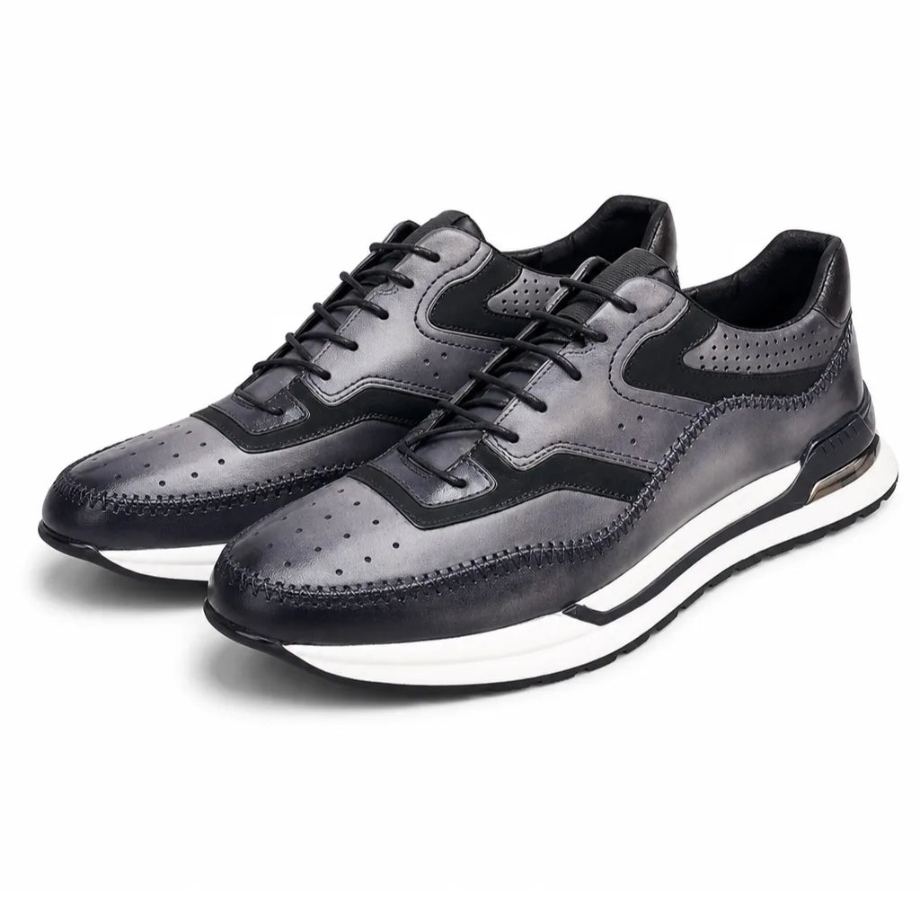 Charles T. Booker Leather Sneakers - Color:Gray;Size:38
