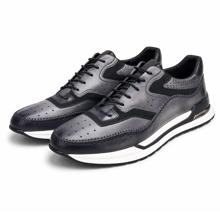 Charles T. Booker Leather Sneakers - Color:Gray;Size:38