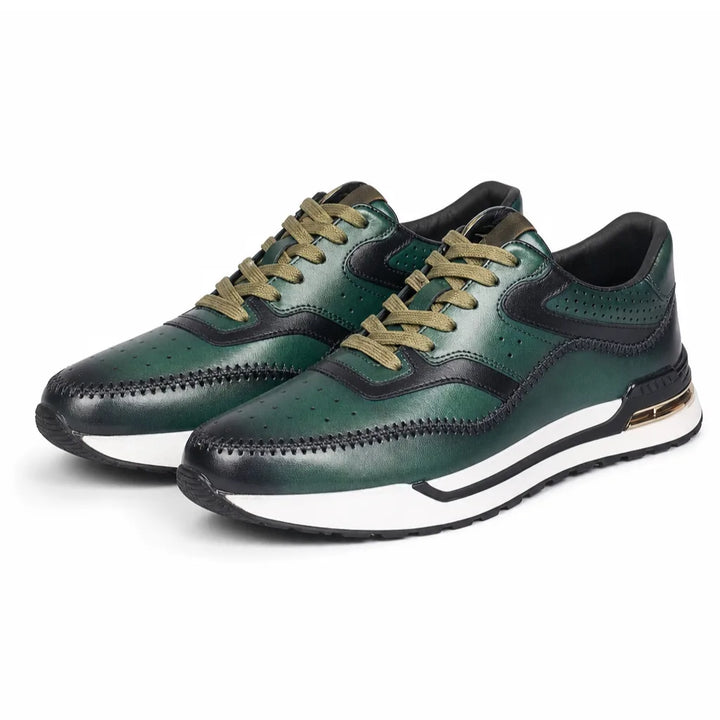 Charles T. Booker Leather Sneakers - Color:Moss;Size:38