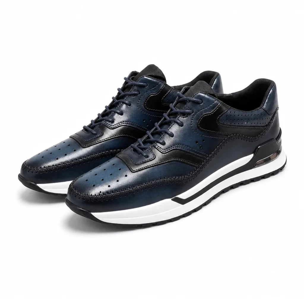 Charles T. Booker Leather Sneakers - Color:Navy;Size:38