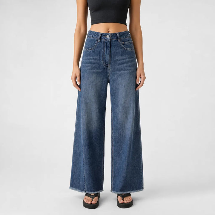 Women's Blue Fowler Cropped Wide Leg Jeans