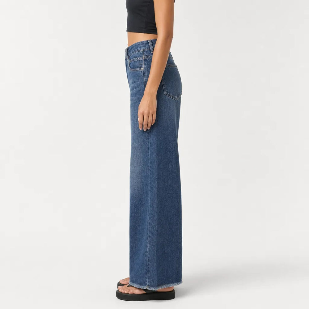 Women's Blue Fowler Cropped Wide Leg Jeans