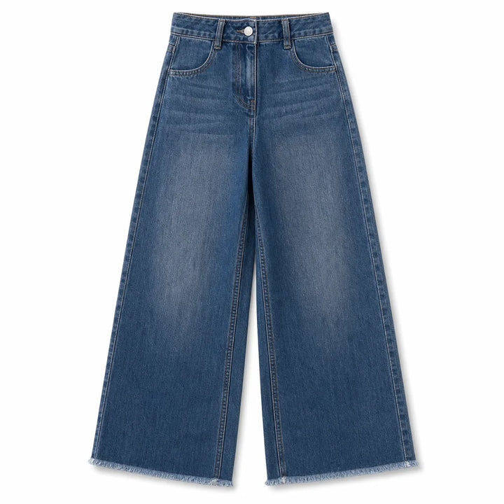 Charlotte Cropped Wide Leg Jeans - Color:Blue;Size:XS