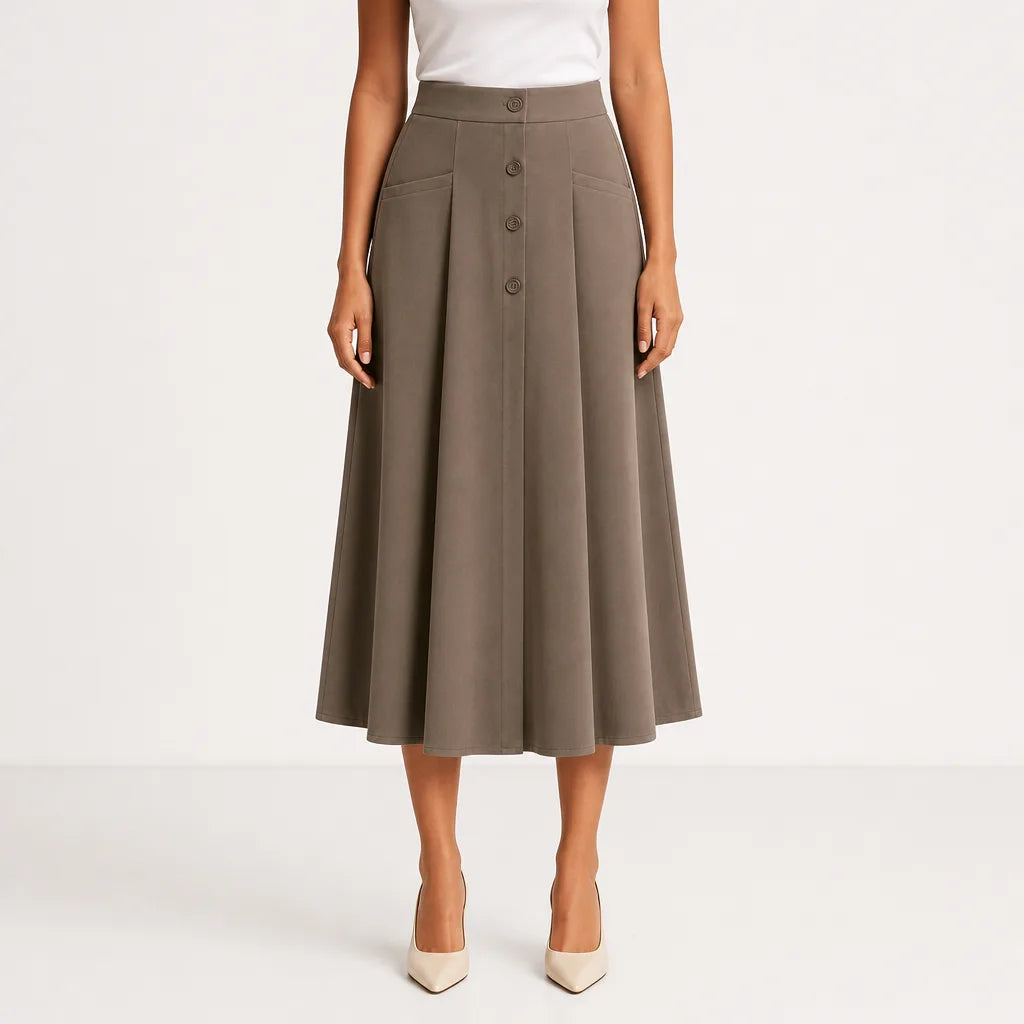 Women's Brown Clifford Pleated A Line Skirt