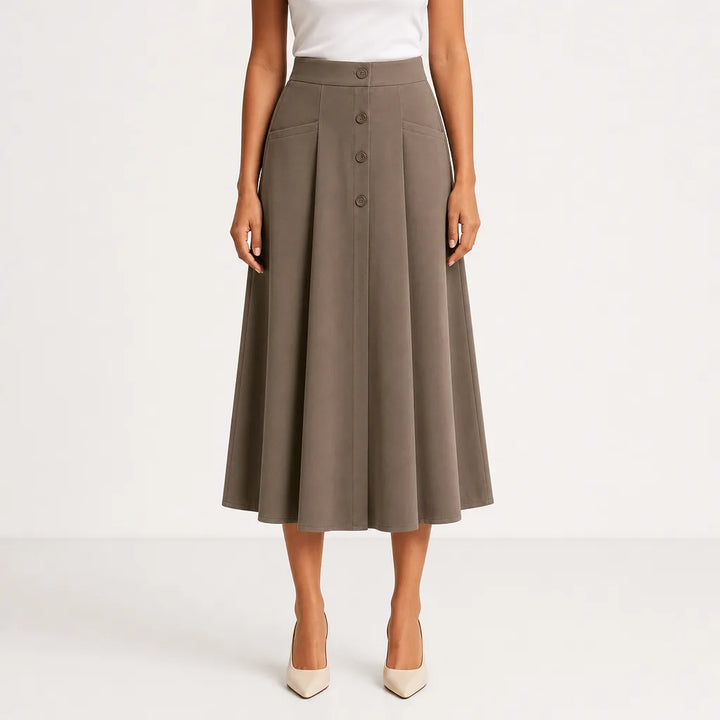 Women's Brown Clifford Pleated A Line Skirt