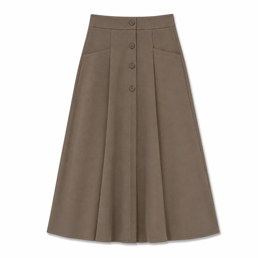 Charlotte Pleated Skirt - Color:Brown;Size:S