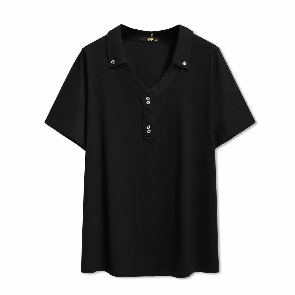 Chloe Cotton Polo Shirt - Color:Black;Size:L