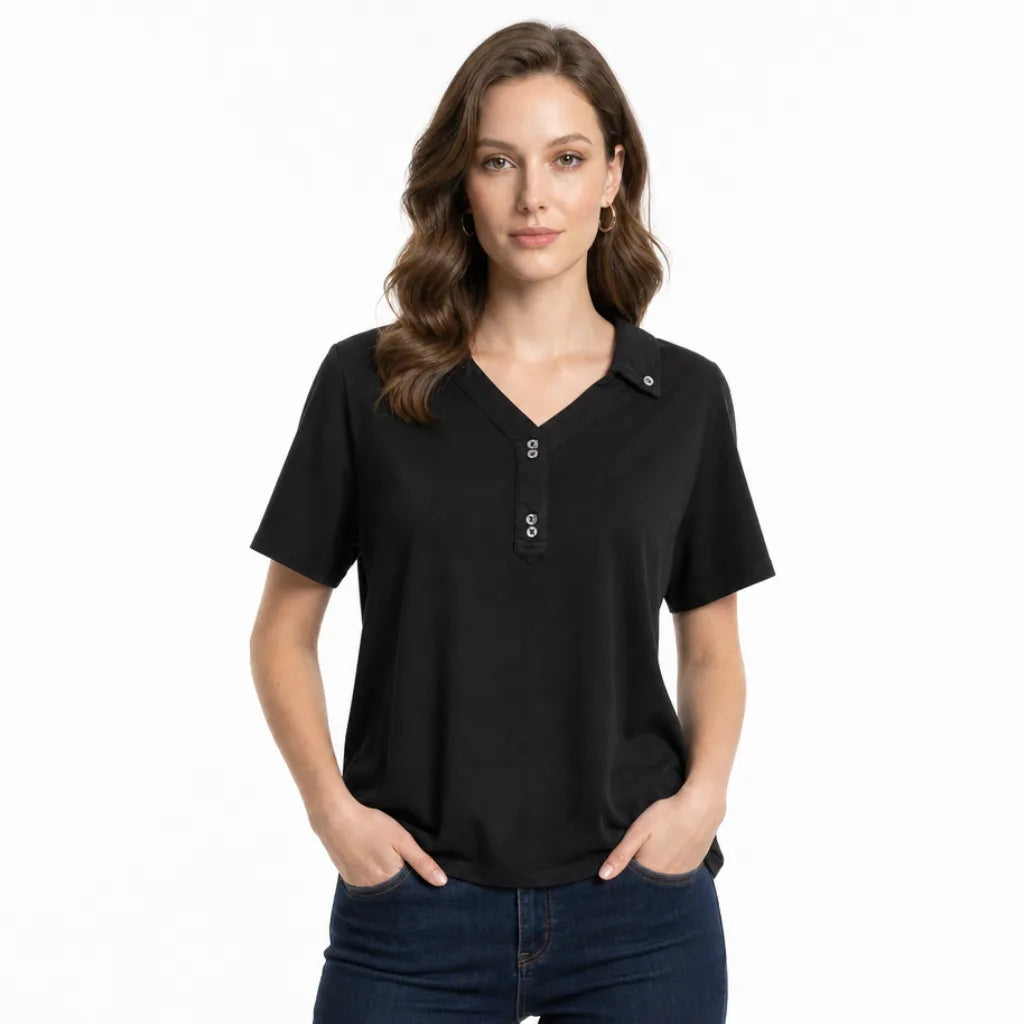 Women's Sargent 130-320斤加大码女装职业Polo领T恤夏季款胖MM显瘦短袖通勤风上衣