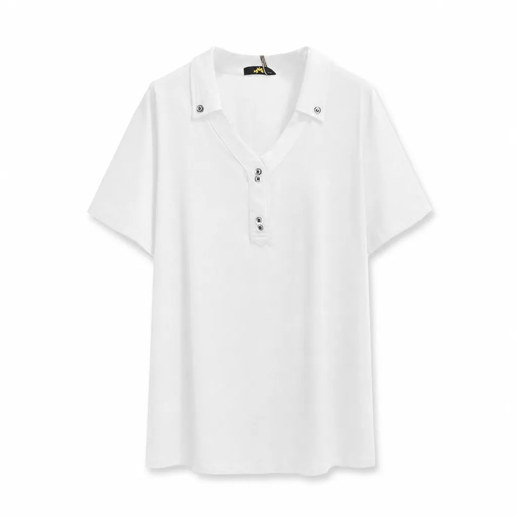 Chloe Cotton Polo Shirt - Color:White;Size:L