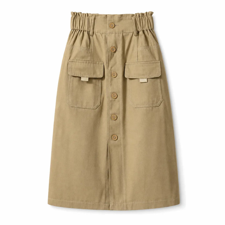 Claire High-Waist Midi Skirt - Color:Beige;Size:S
