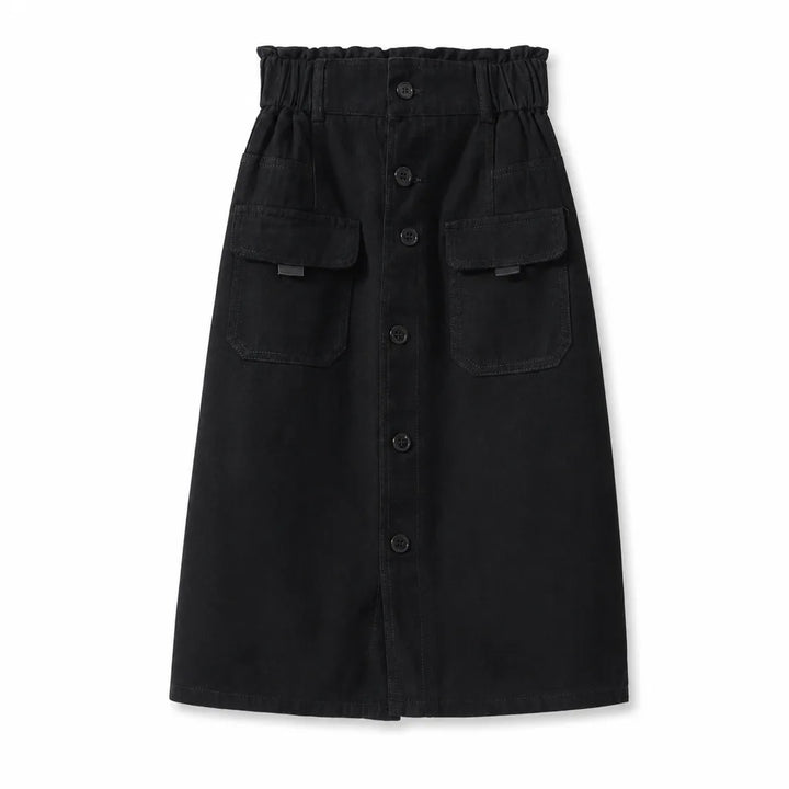 Claire High-Waist Midi Skirt - Color:Black;Size:S