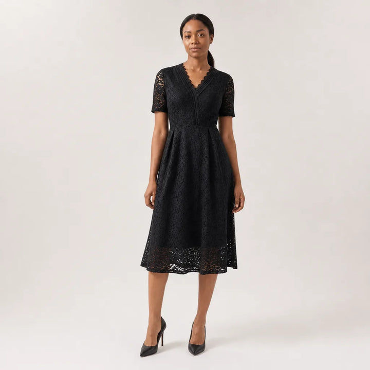 Women's Black Marion Lace A-Line Dress