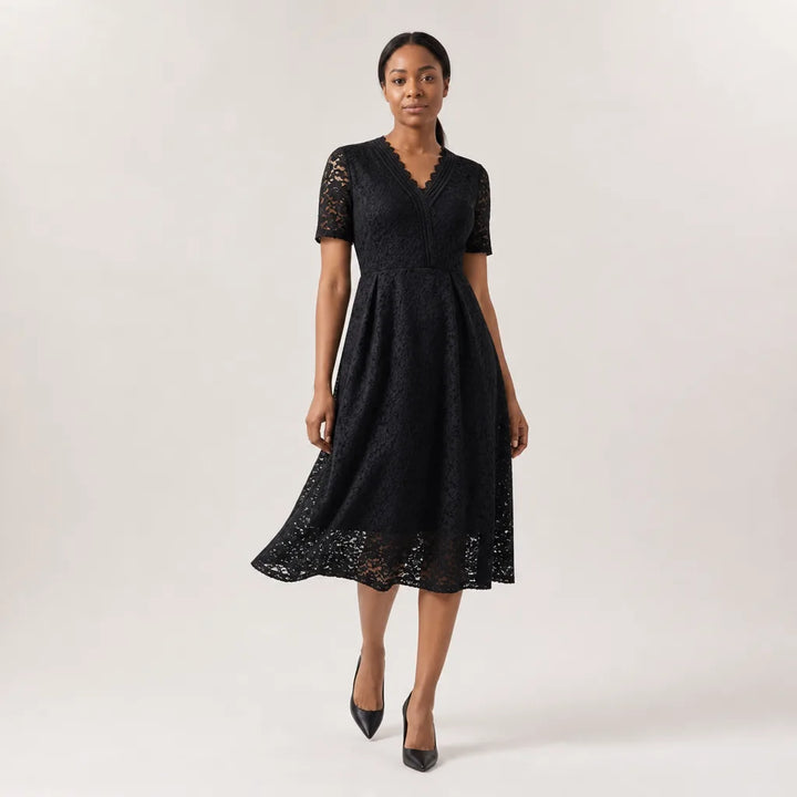 Women's Black Marion Lace A-Line Dress