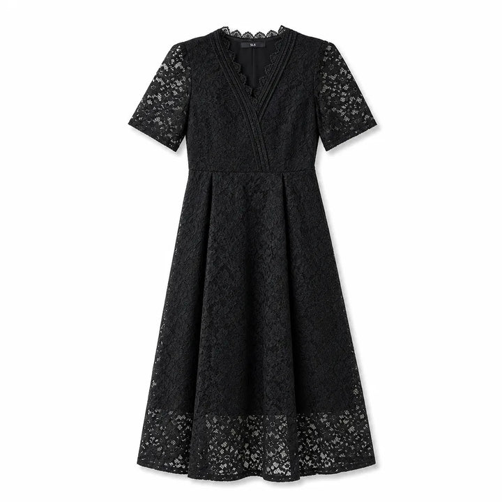 Claire Lace A-Line Dress - Color:Black;Size:M