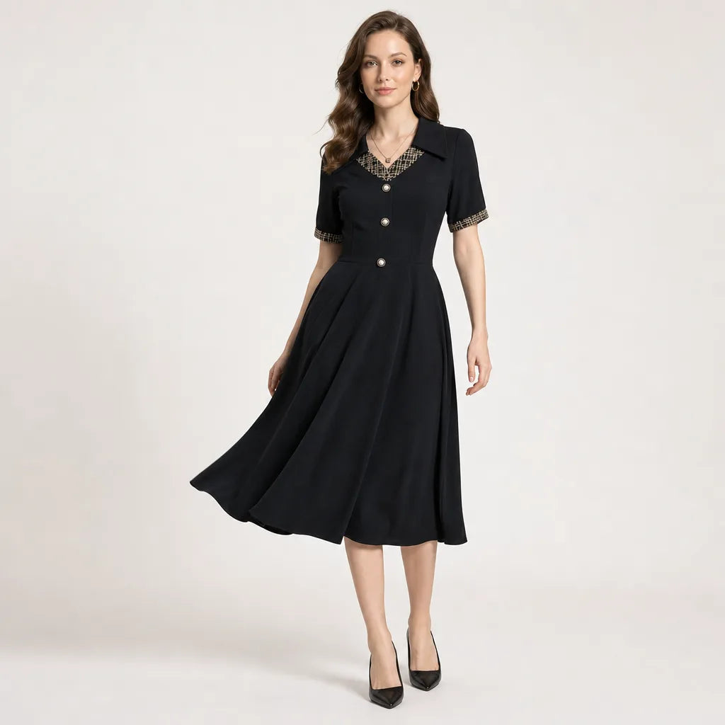 Women's Black Percival Plus-Size Midi Dress