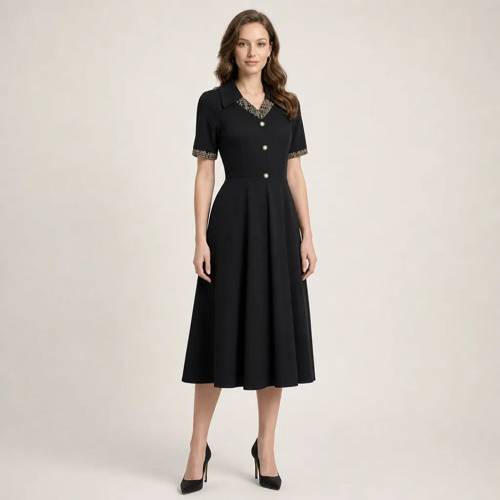 Women's Black Percival Plus-Size Midi Dress