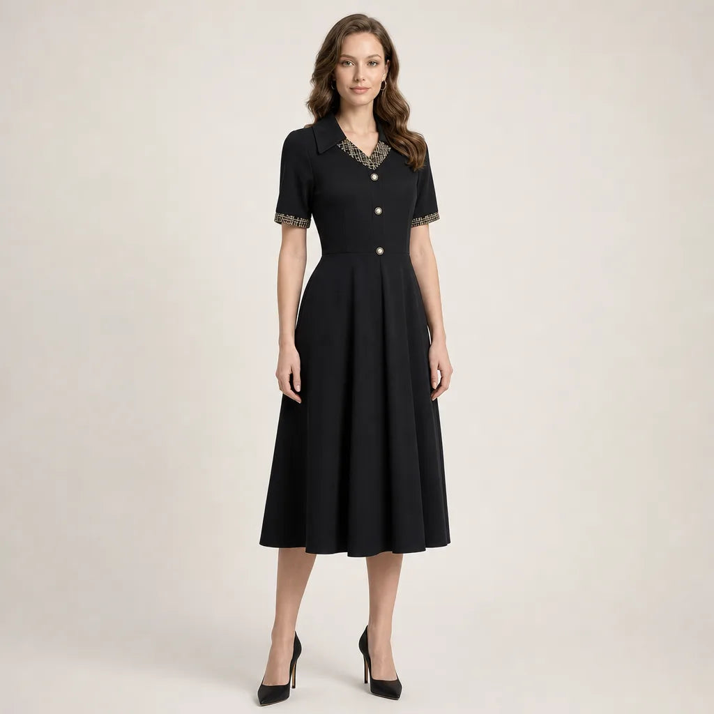 Women's Black Percival Plus-Size Midi Dress