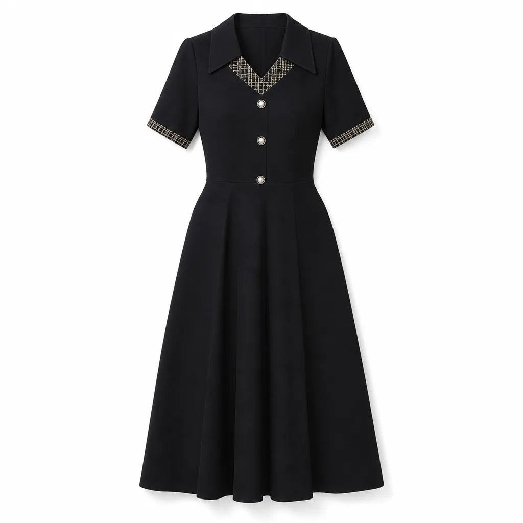 Claire Midi Dress - Color:Black;Size:M