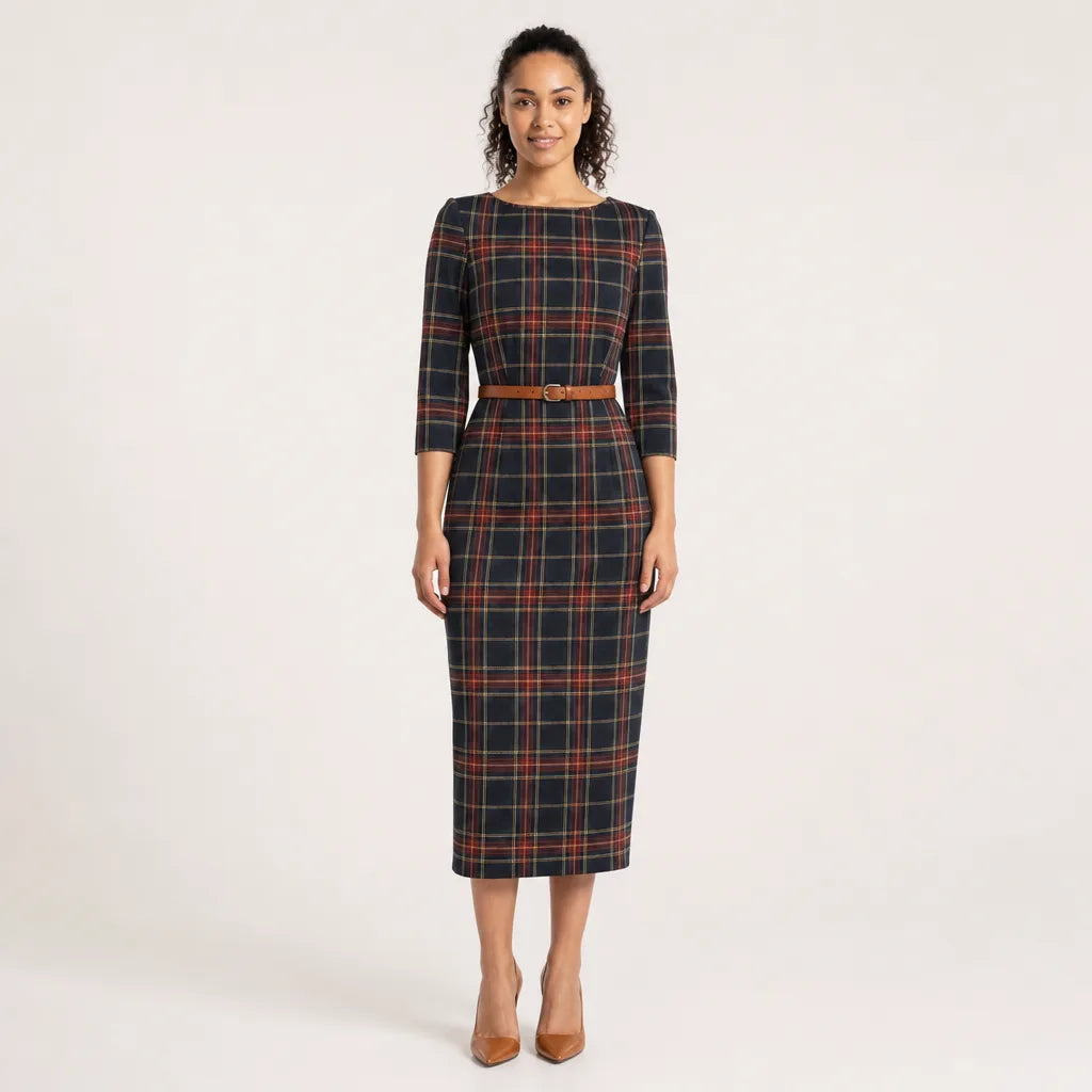 Women's Black Stirling Plaid Bodycon Dress